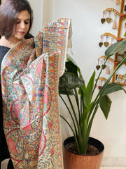 Handpainted Madhubani Dupatta in Pure Tussar Silk - Masakalee