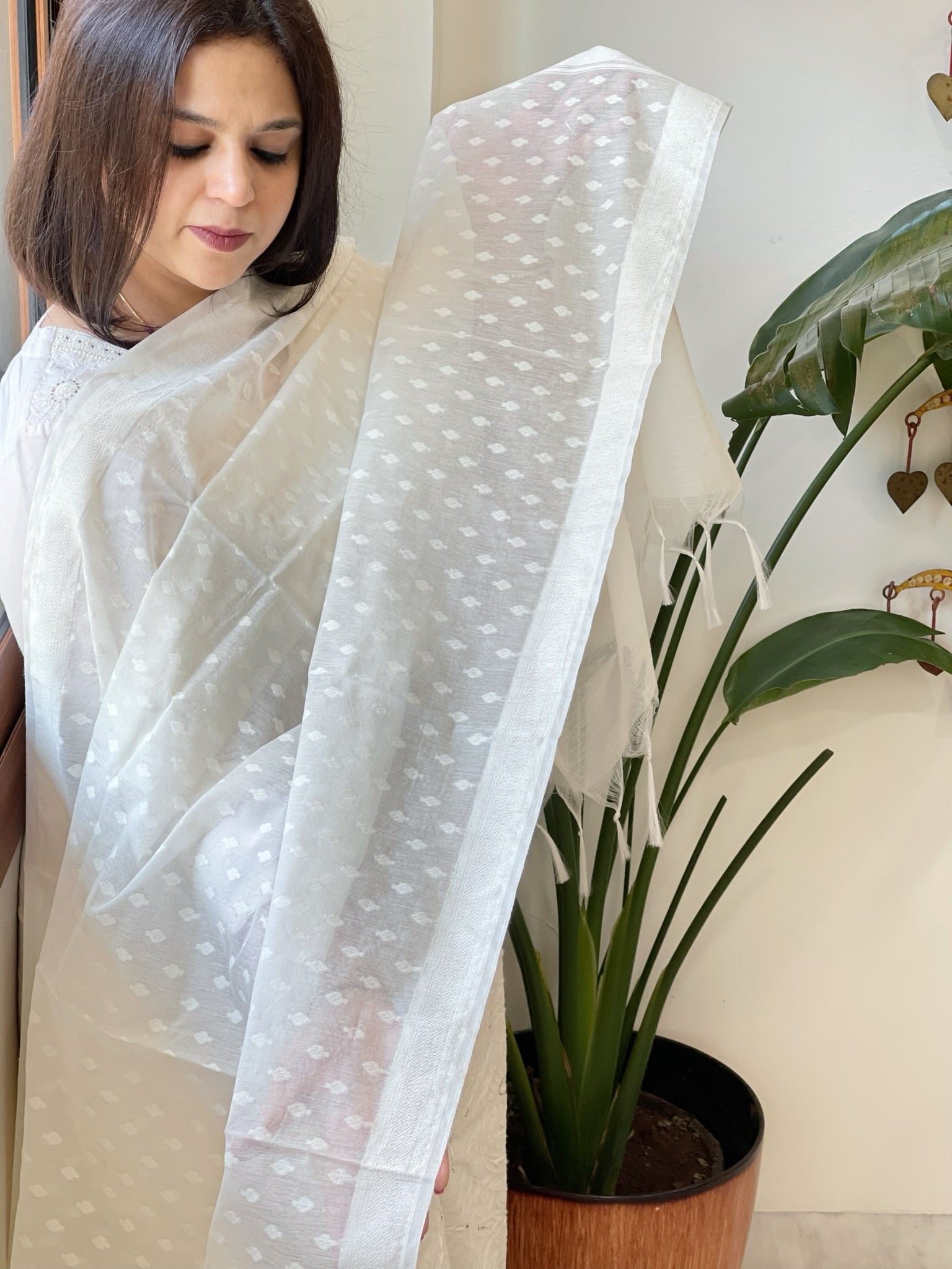 Handwoven Chanderi Dupatta with Self Design - Masakalee