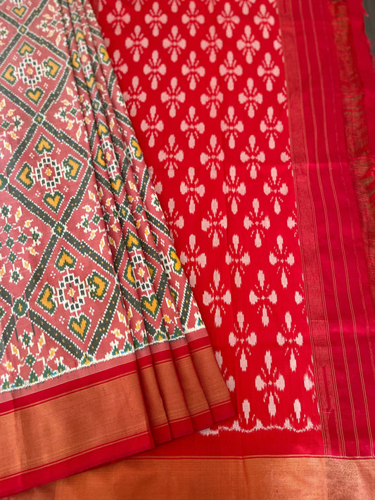 Handwoven Ikat Patola Saree in Pure Silk - Masakalee
