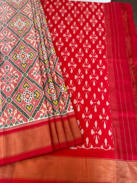 Handwoven Ikat Patola Saree in Pure Silk - Masakalee