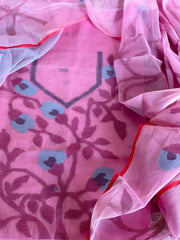 Handwoven Jamdani Dupatta Set (Kurta Fabric+Dupatta) in Pure Muslin - Masakalee