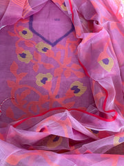 Handwoven Jamdani Dupatta Set (Kurta Fabric+Dupatta) in Pure Muslin - Masakalee
