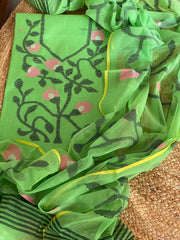 Handwoven Jamdani Dupatta Set (Kurta Fabric+Dupatta) in Pure Muslin - Masakalee