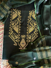 Handwoven Jamdani Dupatta Set (Kurta Fabric+Dupatta) in Pure Muslin Cotton - Masakalee