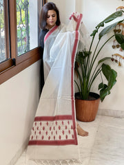 Handwoven Mul Chanderi Dupatta with Jamdani Pallu - Masakalee