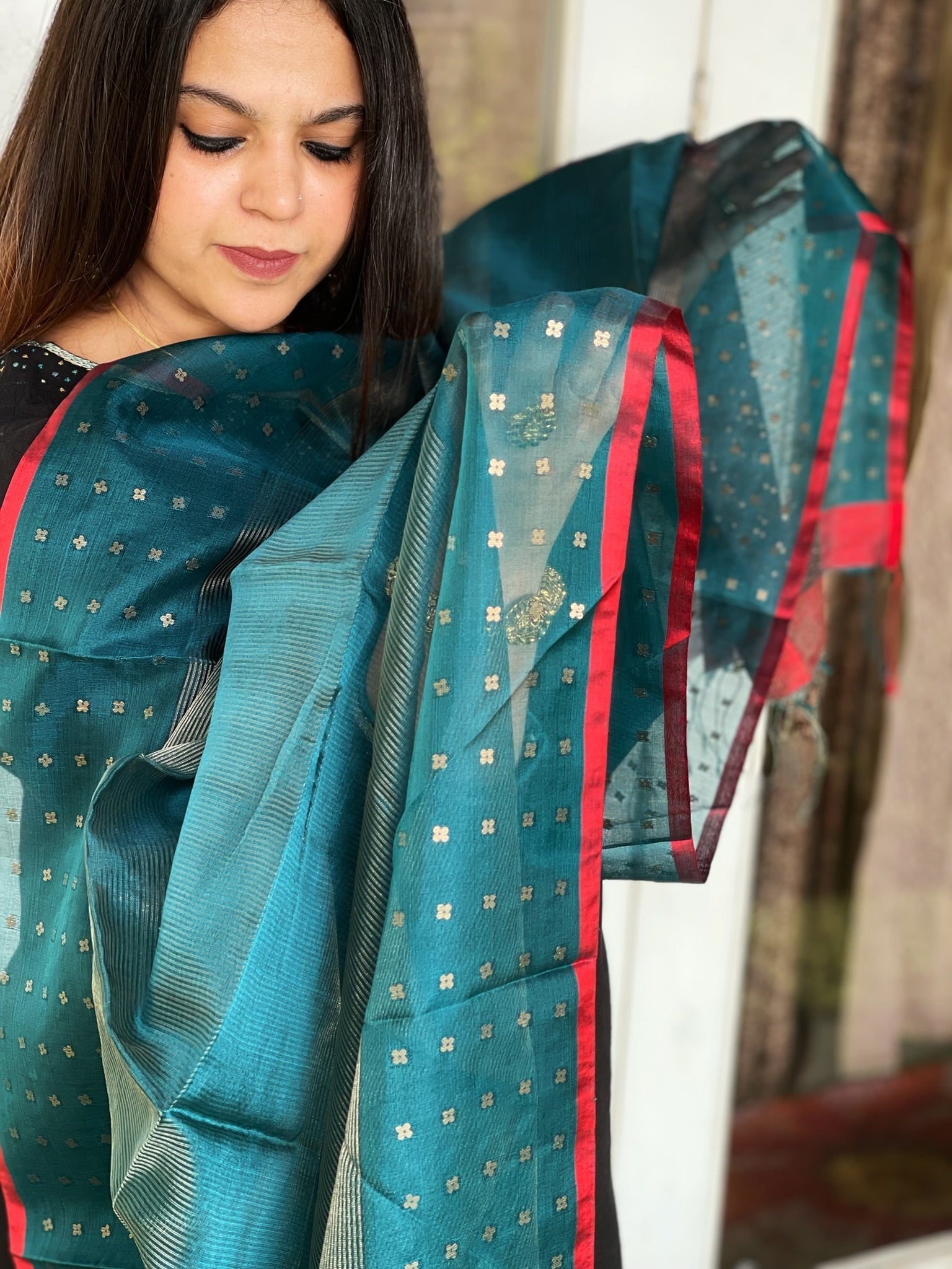 Handwoven Zari & Sequin Weaving Dupatta in Pure Silk - Masakalee