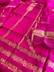 Hot Pink Designer Banarasi Suit Set in Pure Silk - Masakalee