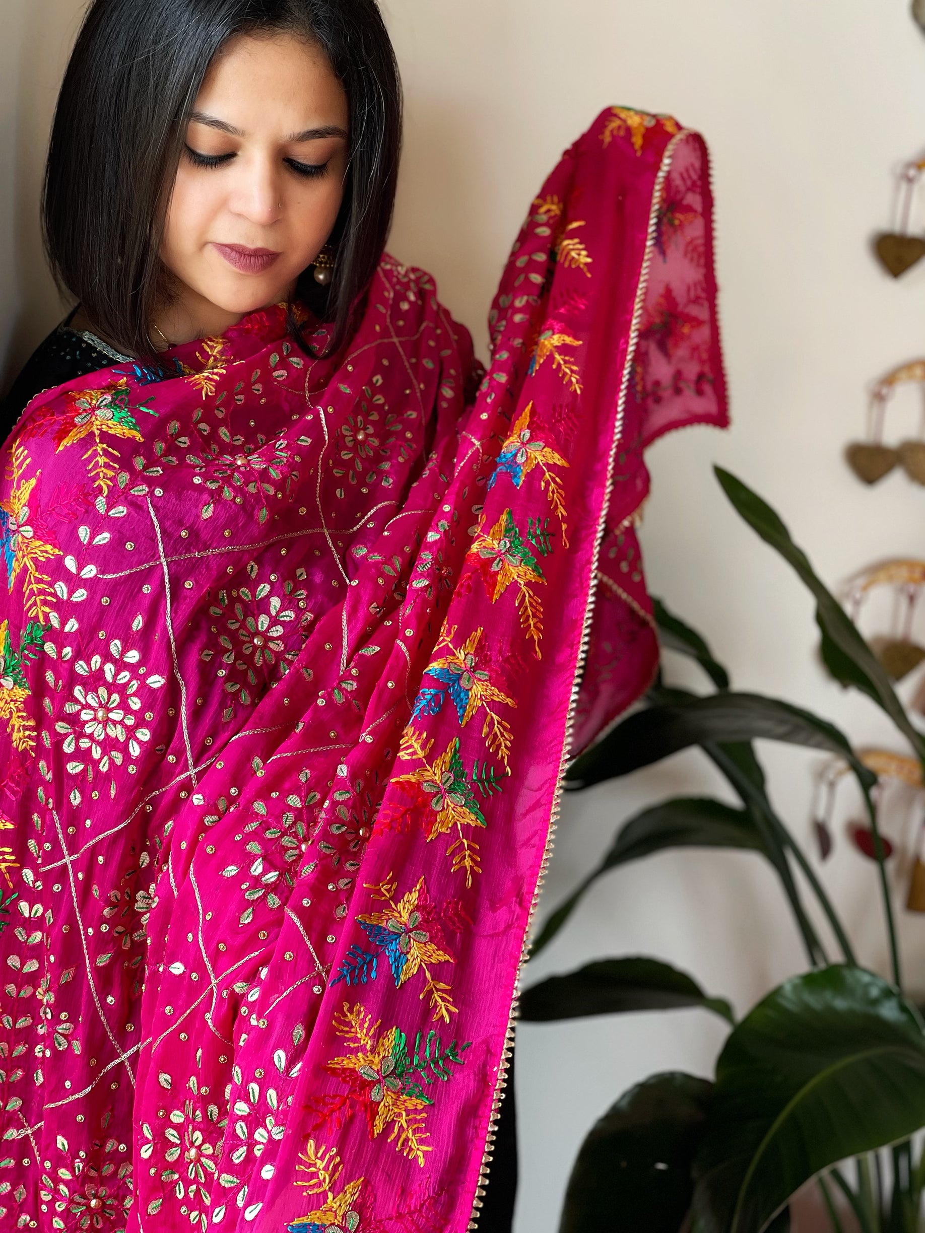 Gota patti work designs pink phulkari hotsell