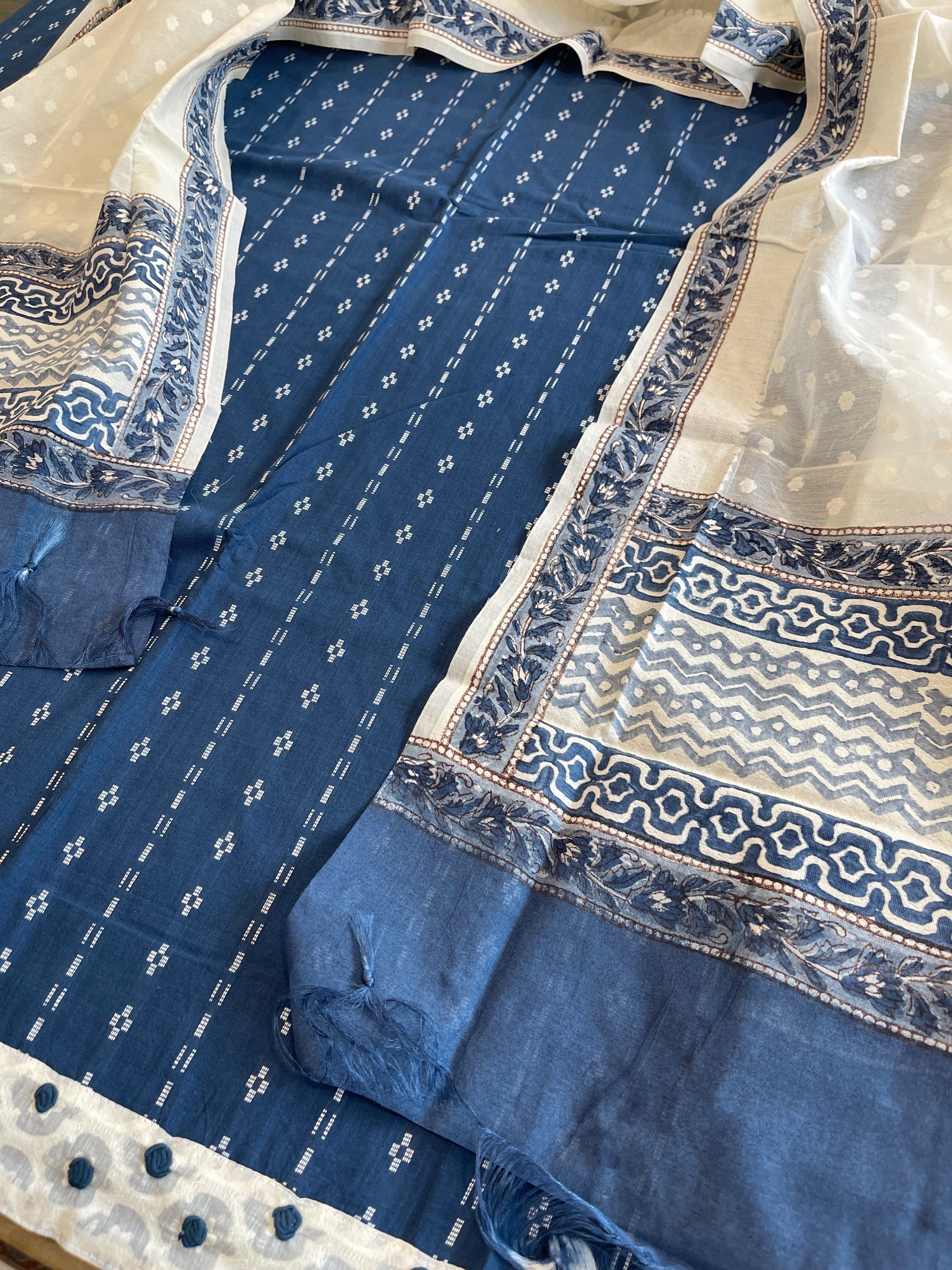 Indigo Handwoven Suit Sets in Pure Cotton - Masakalee