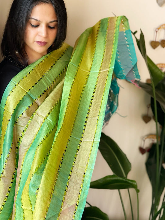 Knot Work Dupatta in Silk - Masakalee