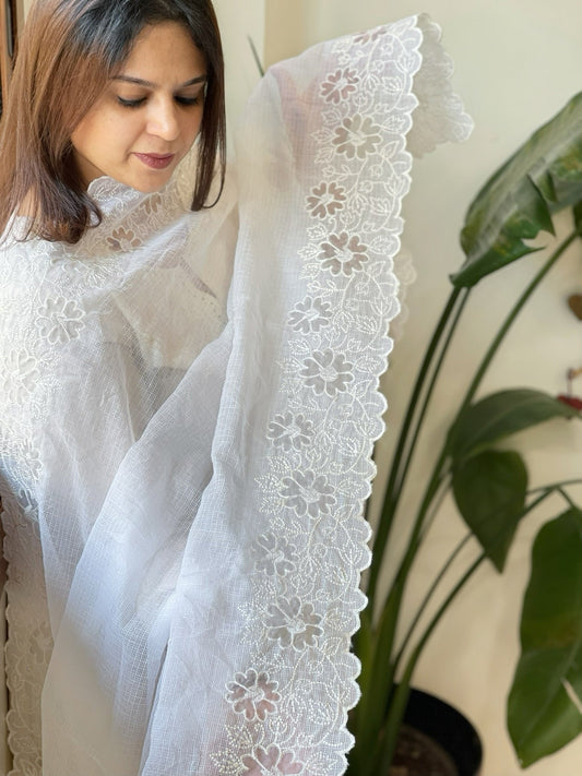 Kota Cotton Dupatta with Cut Work - Masakalee