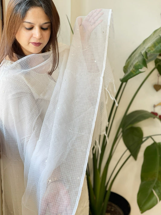 Kota Cotton Dupatta with Mirror Work - Masakalee