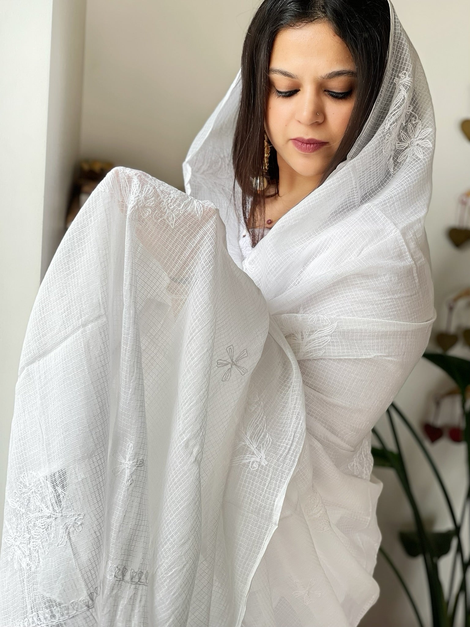 Kota Cotton Dupatta with Tepchi Handwork - Masakalee