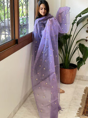 Lavender Kota Cotton Dupatta with Thread Embroidery - Masakalee