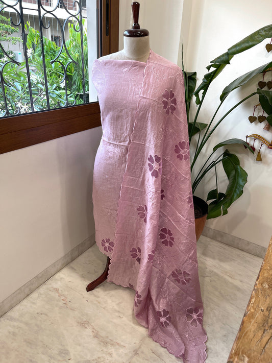 Lavender Mul Chanderi Suit Set with Cut Work - Masakalee