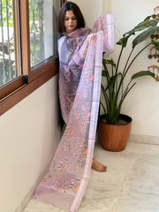 Lavender Organza Dupatta with Thread Embroidery - Masakalee