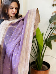 Lavender Woven Banarasi Dupatta in Tissue - Masakalee
