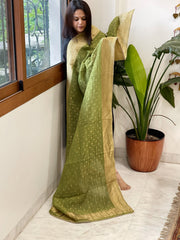 Leaf Green Woven Banarasi Dupatta in Tissue - Masakalee