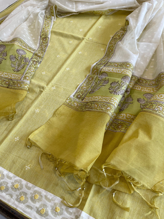 Lemon Yellow Handwoven Suit Sets in Pure Cotton - Masakalee