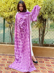 Lilac Designer Phulkari Dupatta in Chinon - Masakalee