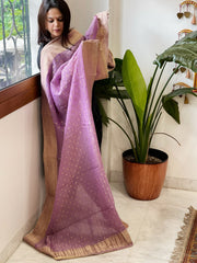 Lilac Woven Banarasi Dupatta in Tissue - Masakalee