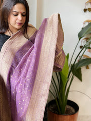 Lilac Woven Banarasi Dupatta in Tissue - Masakalee