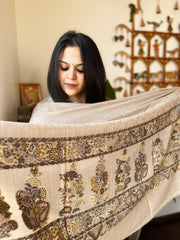 Lite Brown Woven Pashmina Shawl with Self and Kaani Pallu - Masakalee