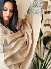 Lite Brown Woven Pashmina Stole with Kaani Pallu - Masakalee