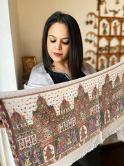 Lite Grey Pashmina Stole with Shehnai Baraat Kaani Pallu - Masakalee