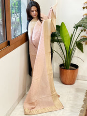 Lite Pink Woven Banarasi Dupatta in Tissue - Masakalee