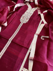 Maroon Designer Banarasi Suit Set in Pure Silk - Masakalee