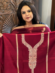 Maroon Designer Banarasi Suit Set in Pure Silk - Masakalee