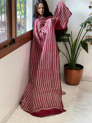 Maroon Handmade Kantha Dupatta in Silk - Masakalee