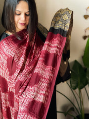 Maroon Shibori with Ajrakh Dupatta in Modal Silk - Masakalee