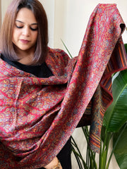 Maroon Woven Kaani Jaal Pashmina Stole - Masakalee