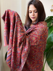 Maroon Woven Kaani Jaal Pashmina Stole - Masakalee