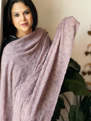 Mauve Hand Embroidered Dupatta in Georgette - Masakalee