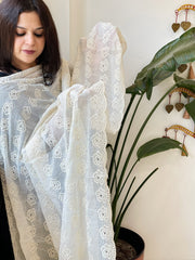 Off-White Cotton Dupatta with Embroidery - Masakalee
