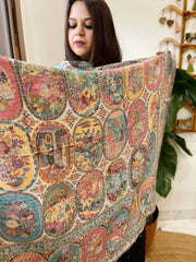 Off - White Woven Kaani Jaal Pashmina Shawl - Masakalee