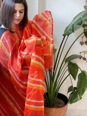 Orange Kota Silk Leheriya Dupatta - Masakalee