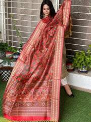 Orange Printed Patola Dupatta in Fine Art Silk - Masakalee
