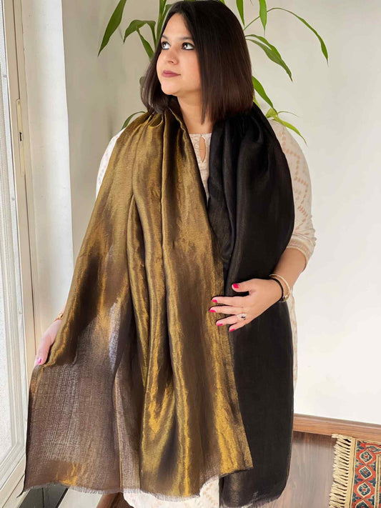 Black Pashmina Stole with Zari