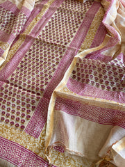 Peach Handblock Printed Suit Set in Mul Cotton - Masakalee