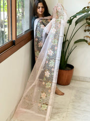 Peach Organza Dupatta with Thread Embroidery - Masakalee