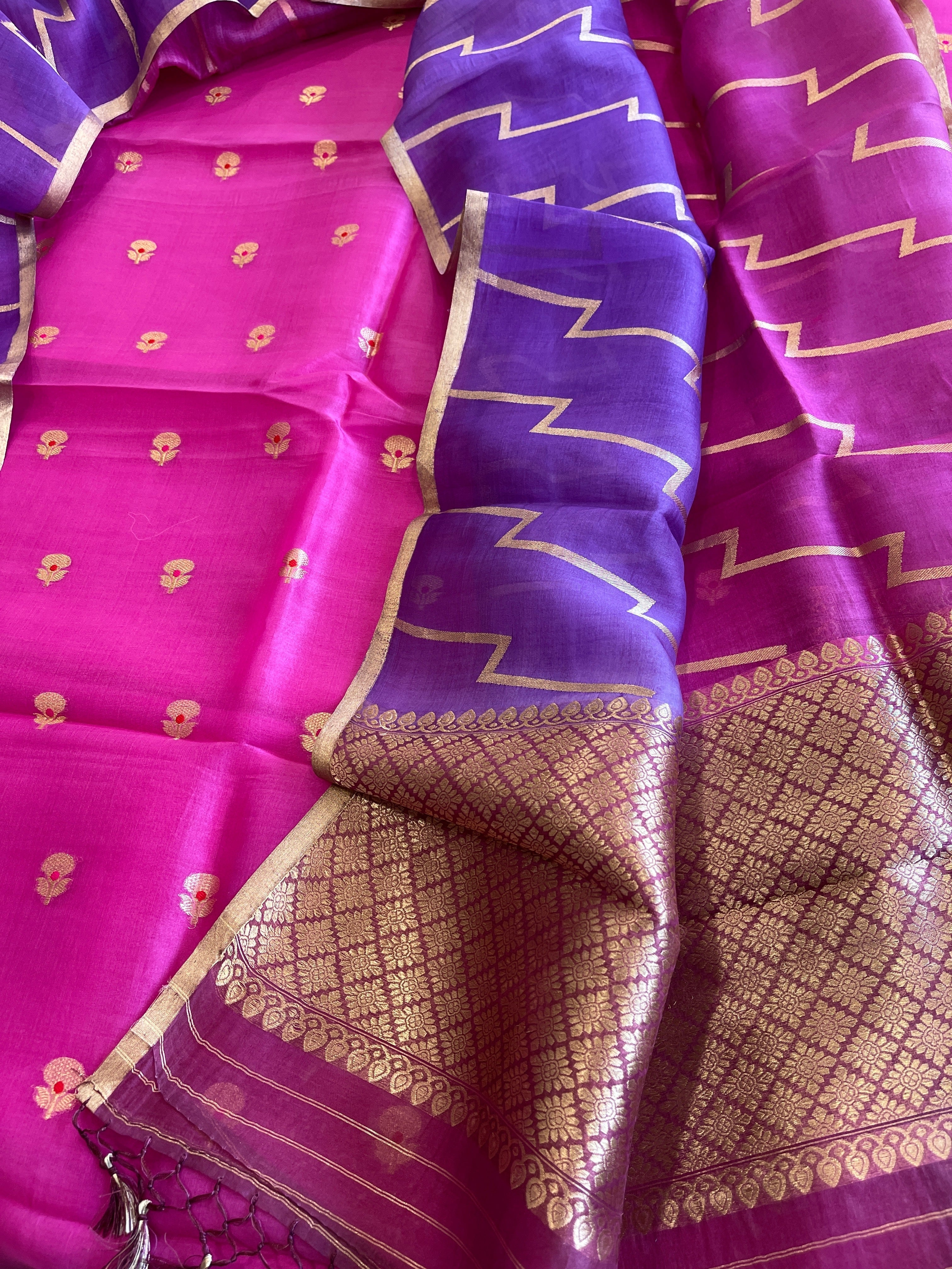 Pink Designer Banarasi Suit Set in Pure Organza - Masakalee