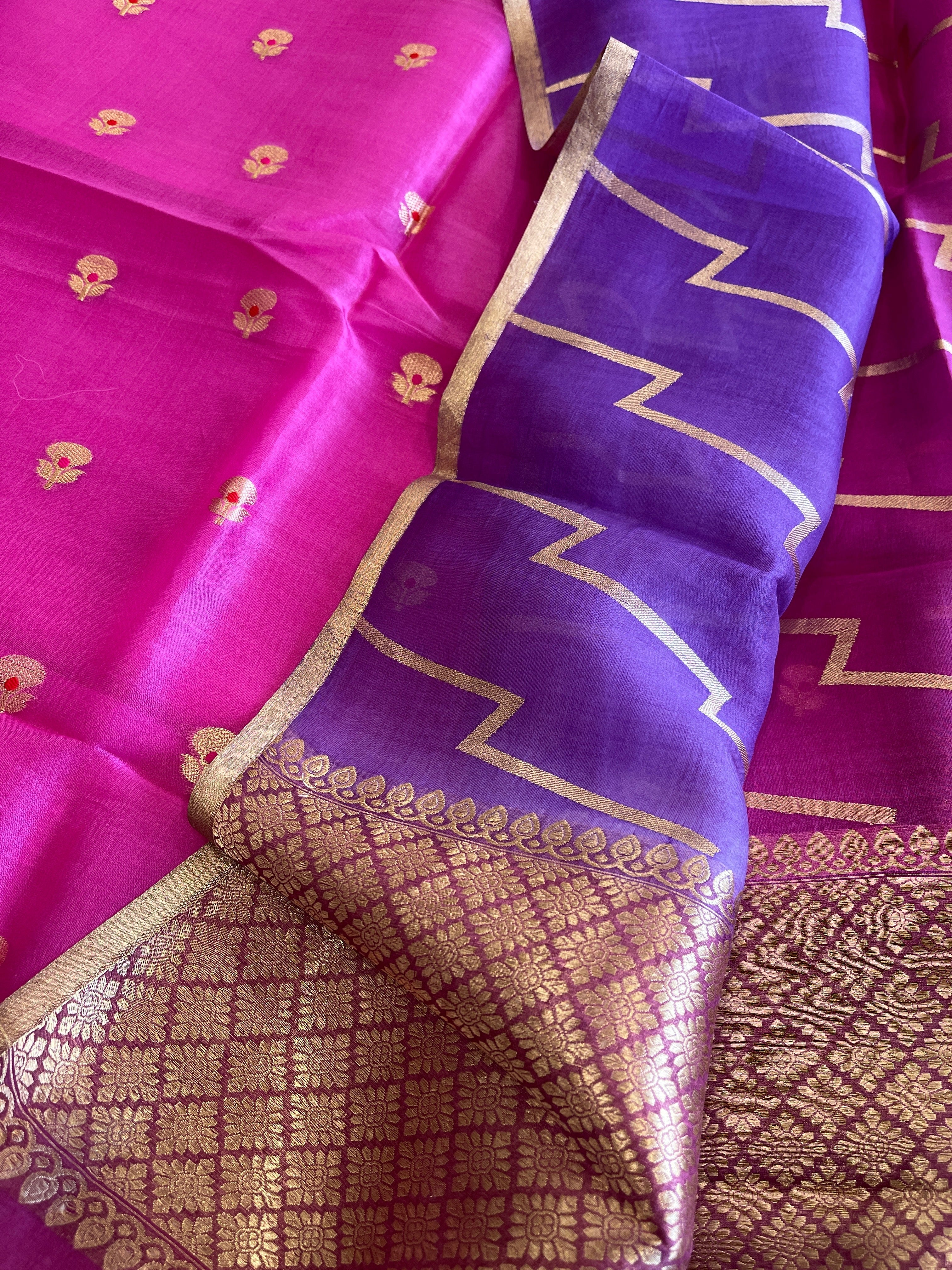 Pink Designer Banarasi Suit Set in Pure Organza - Masakalee