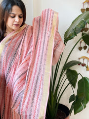 Pink Handmade Kantha Dupatta in Pure Cotton - Masakalee
