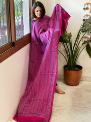 Pink Handmade Kantha Dupatta in Silk - Masakalee