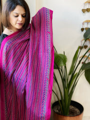 Pink Handmade Kantha Dupatta in Silk - Masakalee