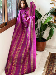 Pink Handmade Kantha Dupatta in Silk - Masakalee
